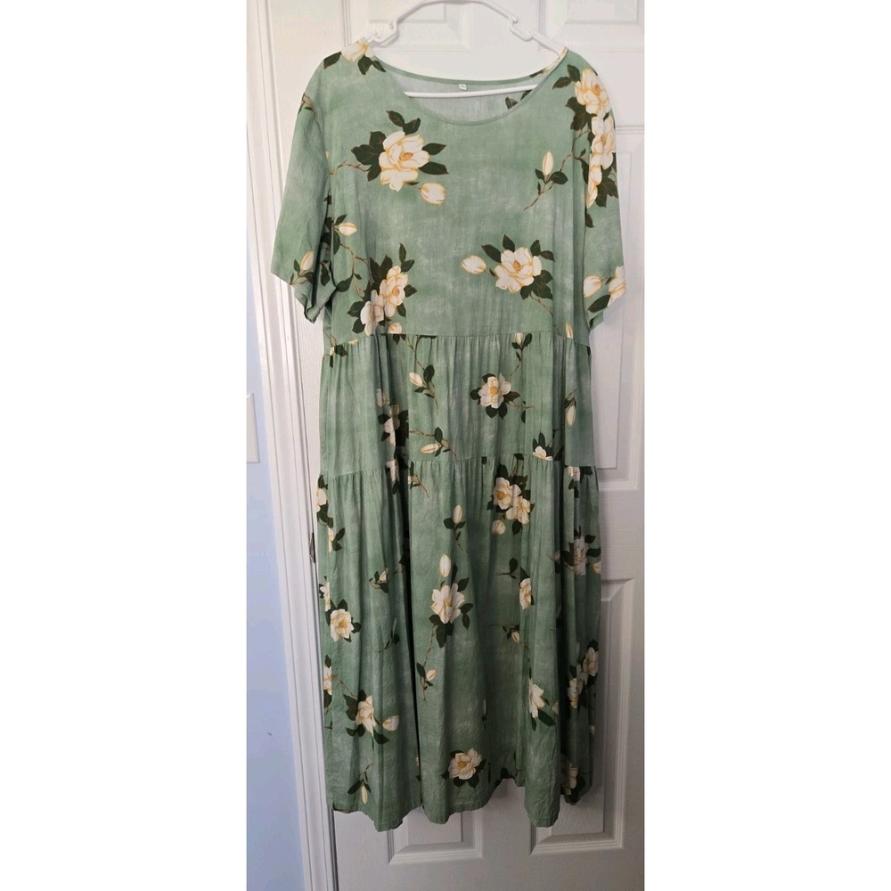 Unbranded Womans Plus Size Maxi Dress Mint Green Florial Print Size 3X